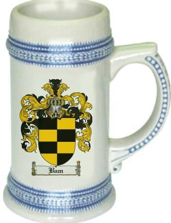 Bam family crest stein coat of arms tankard mug