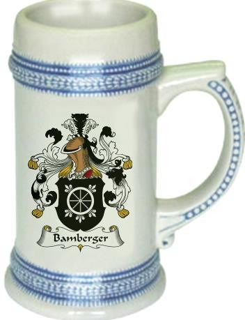 Bamberger family crest stein coat of arms tankard mug