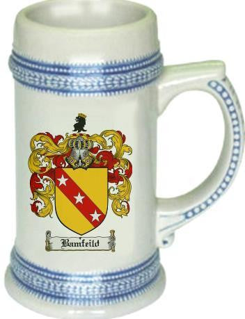 Bamfeild family crest stein coat of arms tankard mug