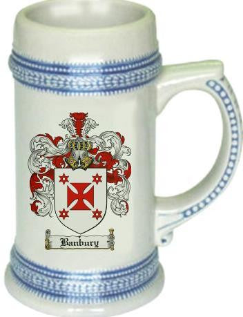 Banbury family crest stein coat of arms tankard mug