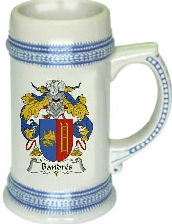 Bandres family crest stein coat of arms tankard mug