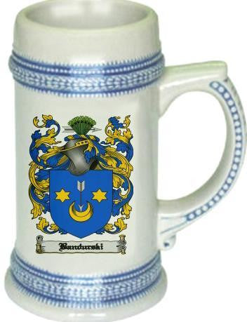 Bandurski family crest stein coat of arms tankard mug