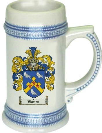 Banes family crest stein coat of arms tankard mug