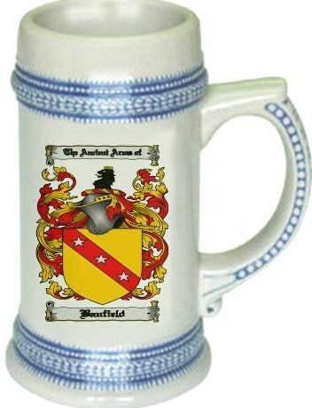 Banfield family crest stein coat of arms tankard mug