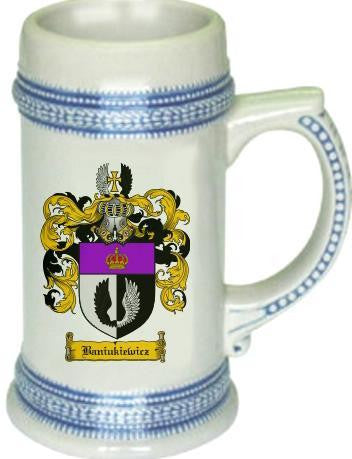 Baniukiewicz family crest stein coat of arms tankard mug