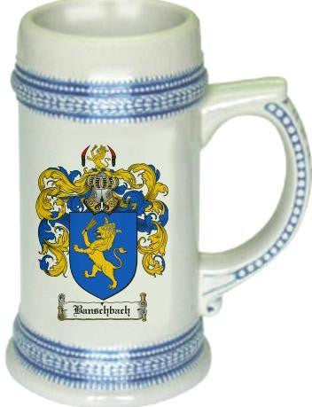 Banschbach family crest stein coat of arms tankard mug