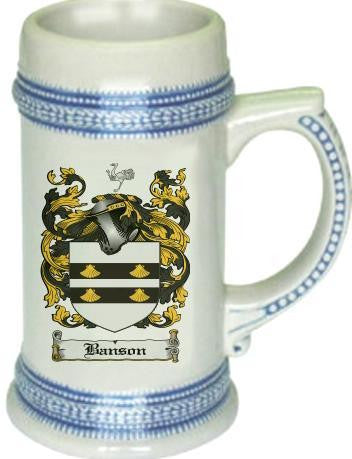Banson family crest stein coat of arms tankard mug