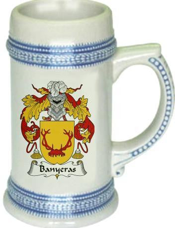 Banyeras family crest stein coat of arms tankard mug