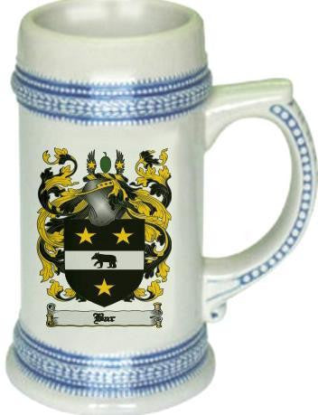Bar family crest stein coat of arms tankard mug