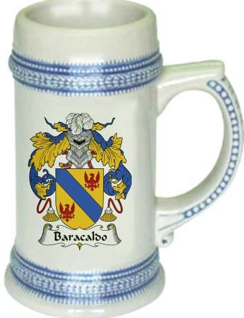 Baracaldo family crest stein coat of arms tankard mug