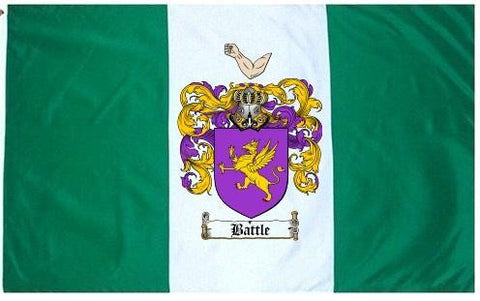 Battle family crest coat of arms flag