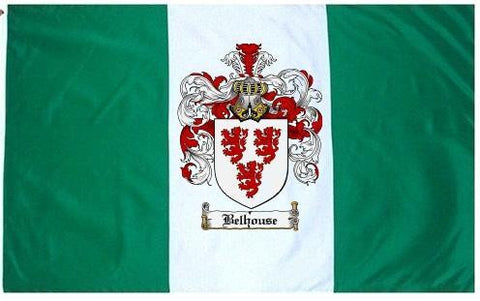 Belhouse family crest coat of arms flag