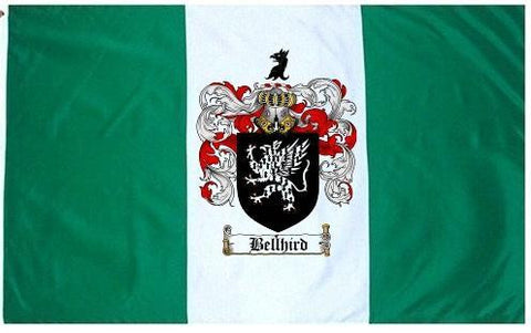 Bellhird family crest coat of arms flag