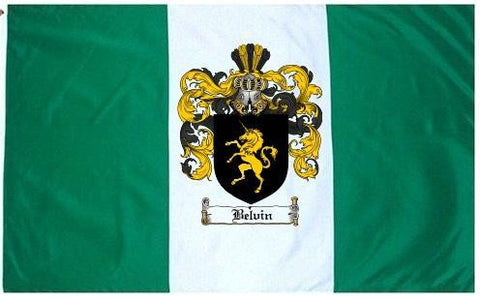 Belvin family crest coat of arms flag