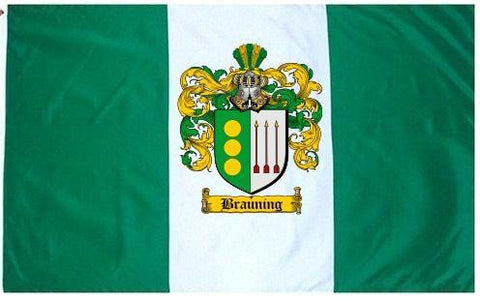 Brauning family crest coat of arms flag