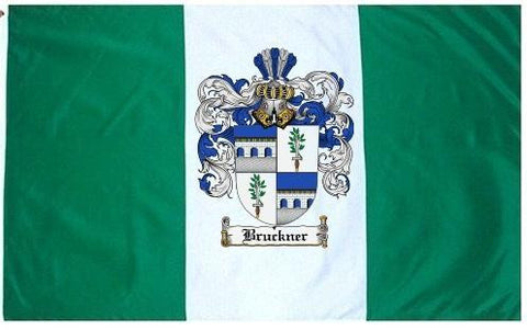 Bruckner family crest coat of arms flag