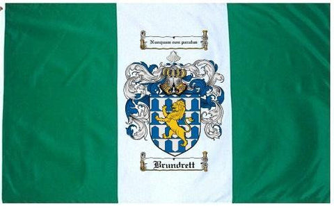 Brundrett family crest coat of arms flag