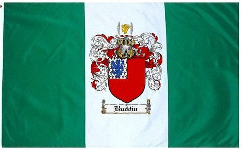 Buddin family crest coat of arms flag