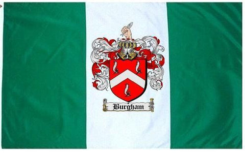 Burgham family crest coat of arms flag