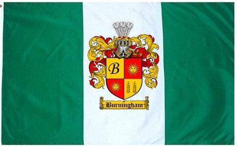 Burningham family crest coat of arms flag