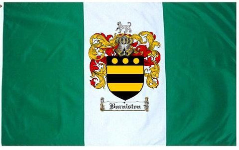 Burniston family crest coat of arms flag