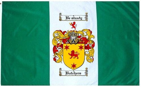 Butchers family crest coat of arms flag