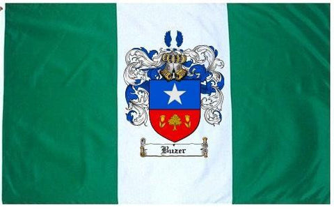 Buzer family crest coat of arms flag