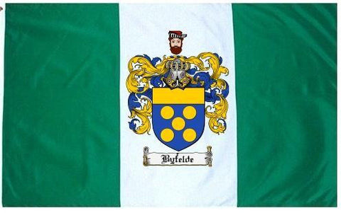 Byfelde family crest coat of arms flag