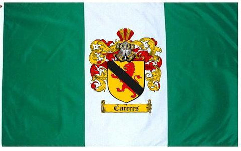 Caceres family crest coat of arms flag