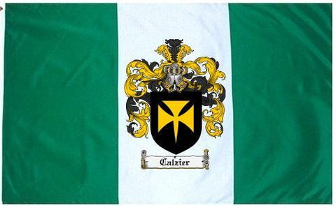 Calzier family crest coat of arms flag