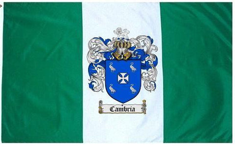 Cambria family crest coat of arms flag