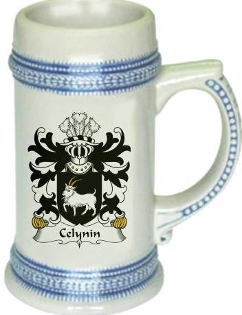 Celynin family crest stein coat of arms tankard mug