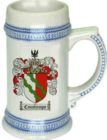 Cenatiempo family crest stein coat of arms tankard mug