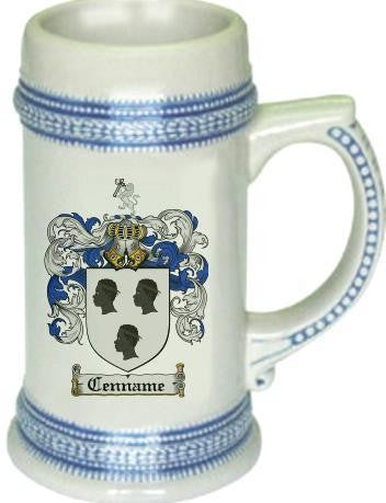 Cenname family crest stein coat of arms tankard mug