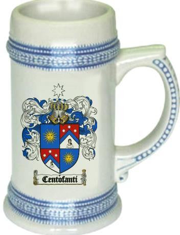 Centofanti family crest stein coat of arms tankard mug