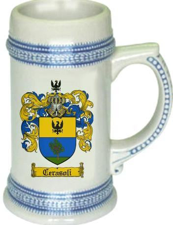 Cerasoli family crest stein coat of arms tankard mug