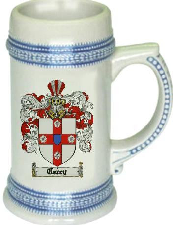 Cercy family crest stein coat of arms tankard mug