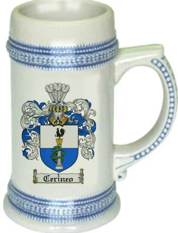 Cerineo family crest stein coat of arms tankard mug