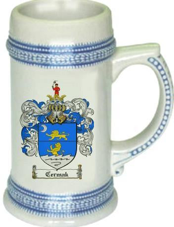Cermak family crest stein coat of arms tankard mug