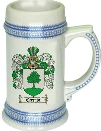 Cerrato family crest stein coat of arms tankard mug