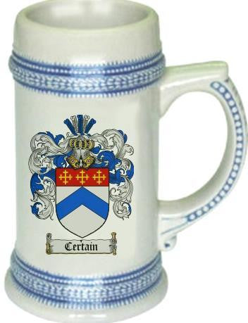 Certain family crest stein coat of arms tankard mug