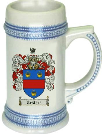 Cestare family crest stein coat of arms tankard mug