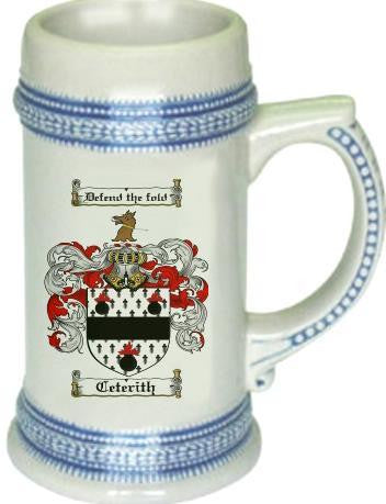 Ceterith family crest stein coat of arms tankard mug