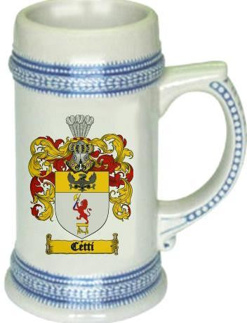 Cetti family crest stein coat of arms tankard mug