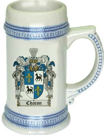 Chacon family crest stein coat of arms tankard mug