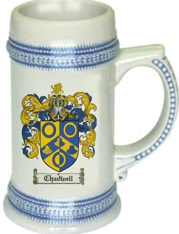 Chadwell family crest stein coat of arms tankard mug