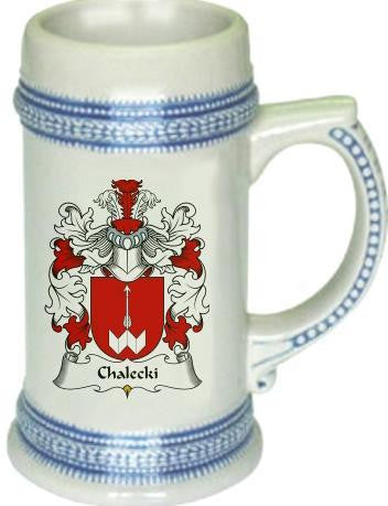 Chalecki family crest stein coat of arms tankard mug