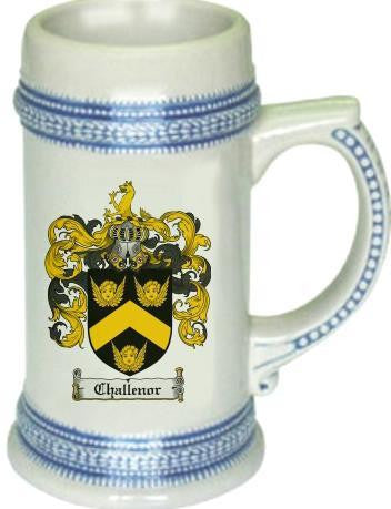 Challenor family crest stein coat of arms tankard mug