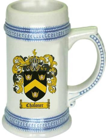 Chaloner family crest stein coat of arms tankard mug