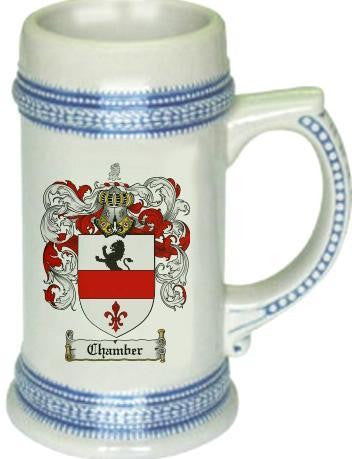Chamber family crest stein coat of arms tankard mug